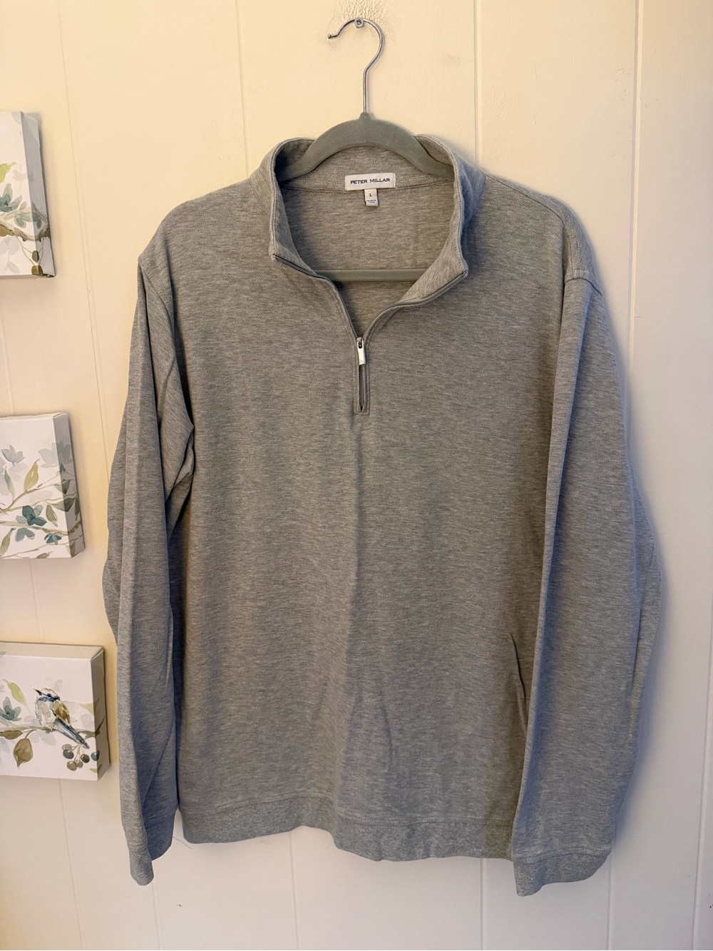 Peter Millar Crown Comfort Men’s Large Gray Quarter Zip Pullover Cotton Modal